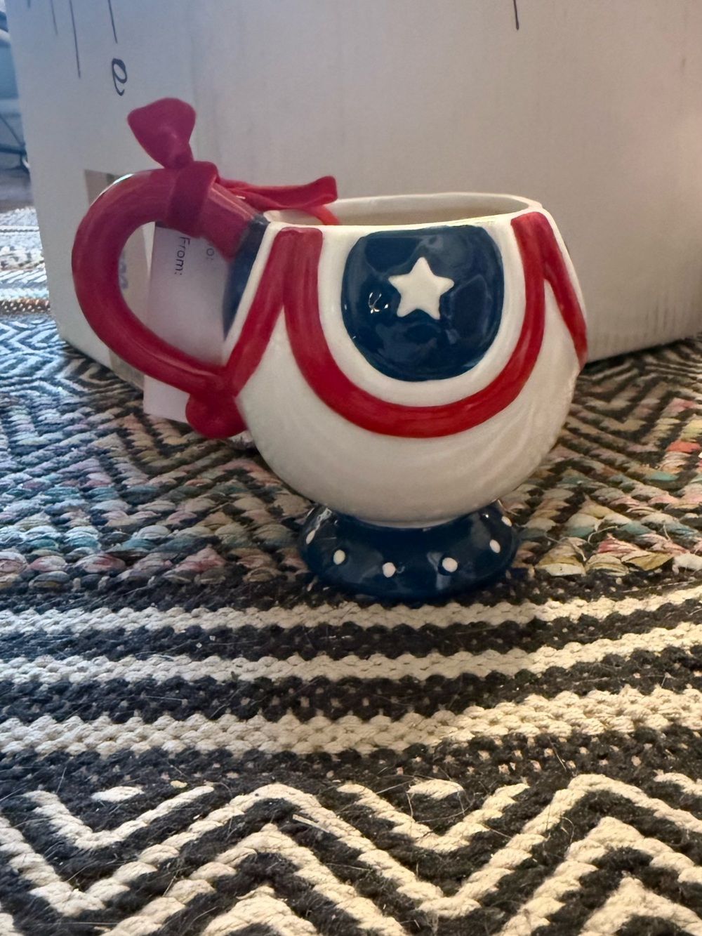 Johanna Parker: Patriotic Red White Blue Ceramic Pedestal Mug